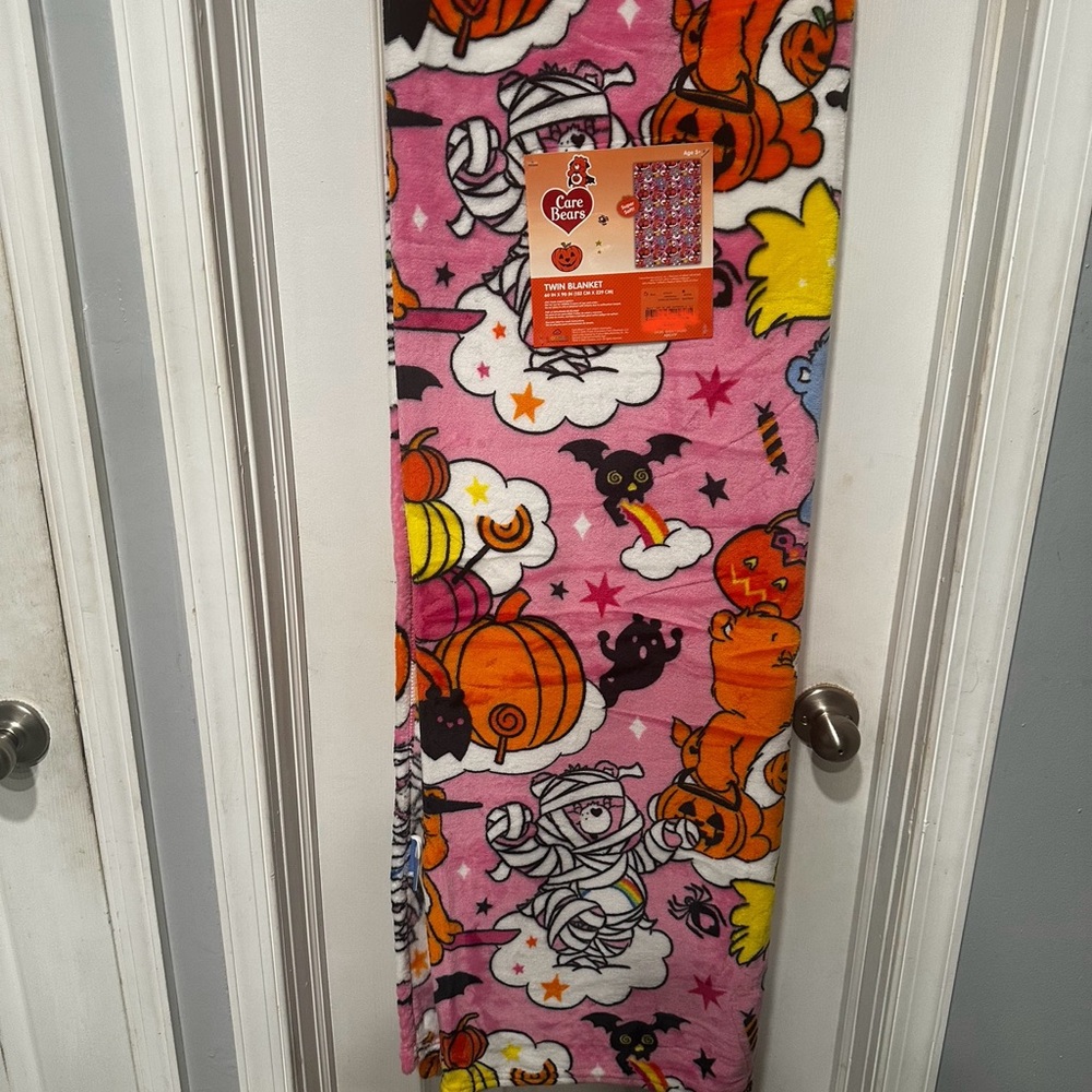 Care Bears Halloween Blanket - Pink, Orange, Yellow, Black